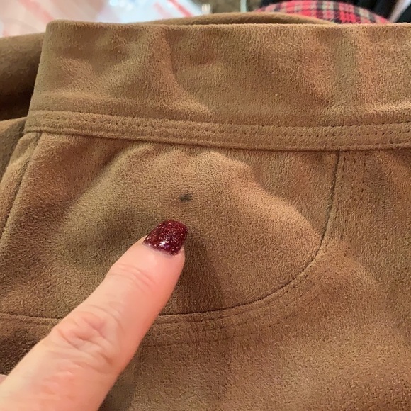 Max Studio faux suede stretch warm microfiber pull on skinny leggings, tan pants - Picture 9 of 9